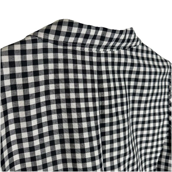 Talbots Blazer Gingham Pattern Sz 12 Black & White Linen Cotton Blend Preppy - Picture 8 of 12